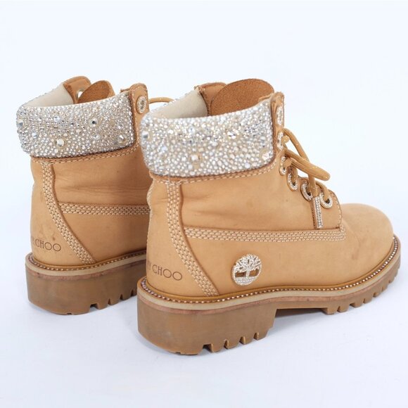 Jimmy Choo x Timberland boots Womens sz 5 Swarovski crystal embellished shoes - Picture 14 of 16